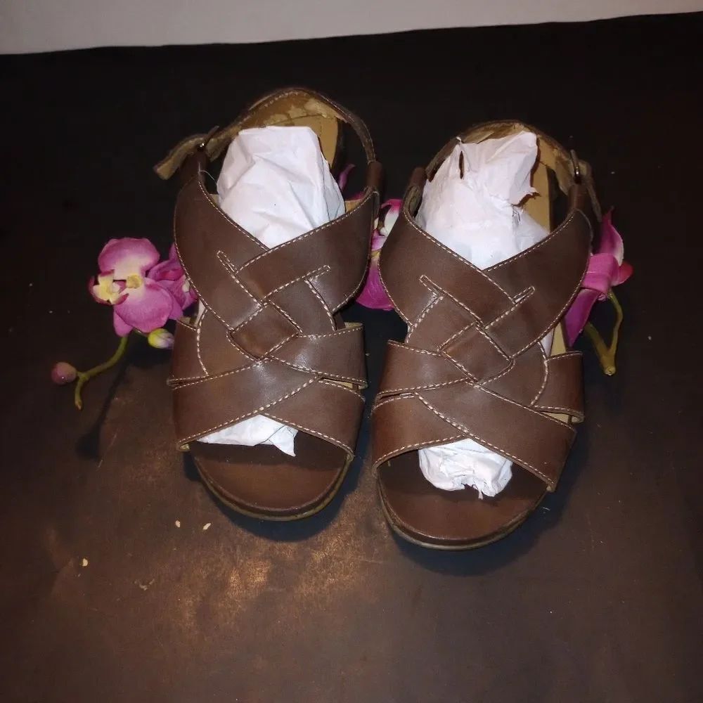 🆕👡Naturalizer Brown Woven Flat Sandals 9, 9-1/2